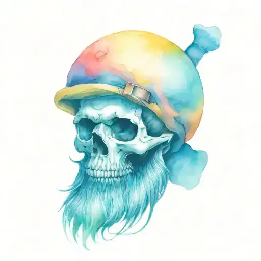 Bearded Skull Wearing Mushroom Hat