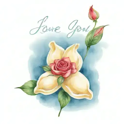 A Pierogi And A Red Rose That Says I Love You Grandma