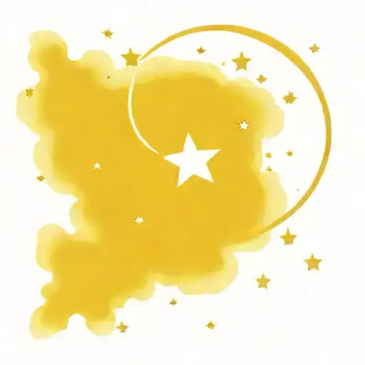 Colored Tattoo Of The Moon And Stars