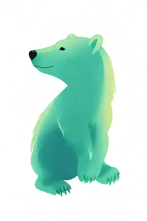 A Polar Bear Baby In Line Art With A Bit Of Northern Lights In The Background