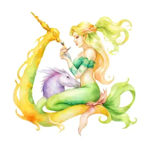 A Mermaid And Unicorn Smoking Joint