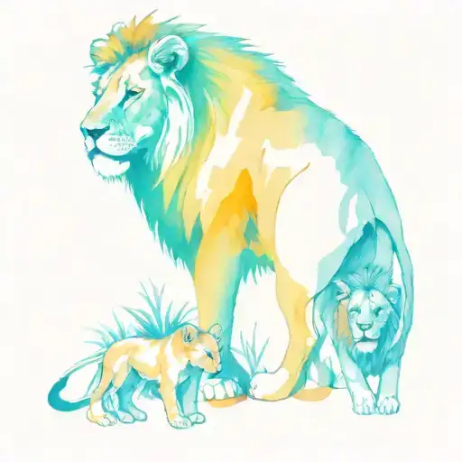 Fineline Lion Family With 2 Kids