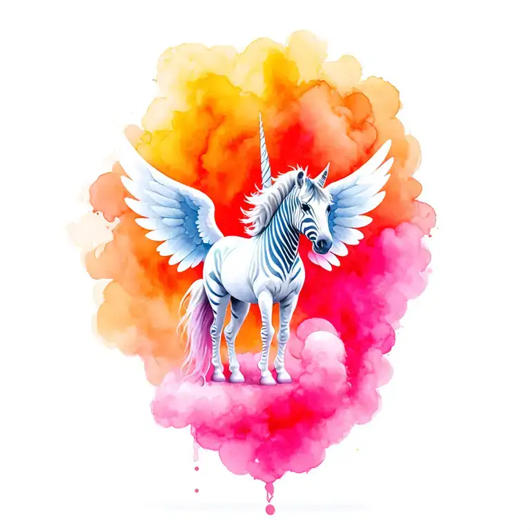 Cotton Candy Zebra Unicorn With Wings