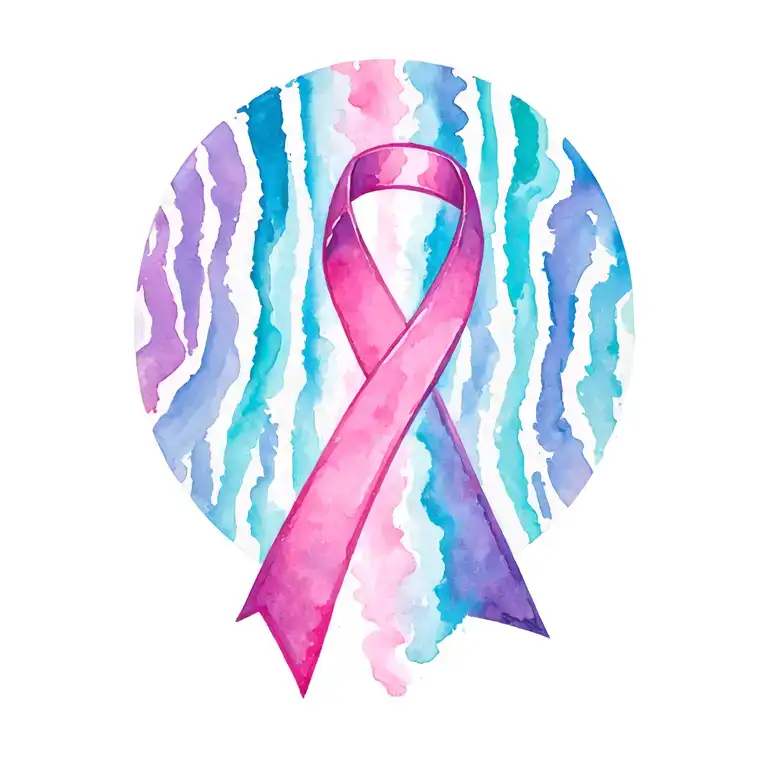 Cotton Candy Zebra Stripe Representing Cancer Ribbon