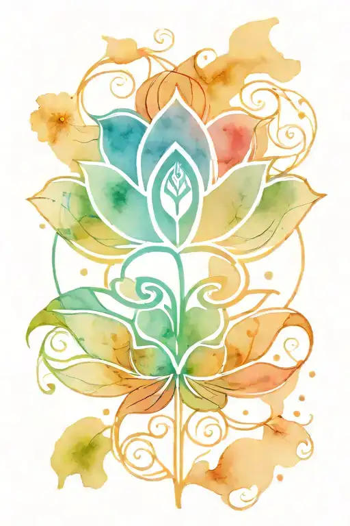 Unalome Symbol With Lotus