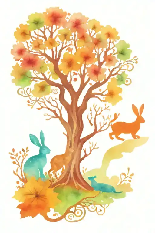 Rowan Tree Of Life Celtic Rabbit Forest Trees Animals Witch Protection Love Witch