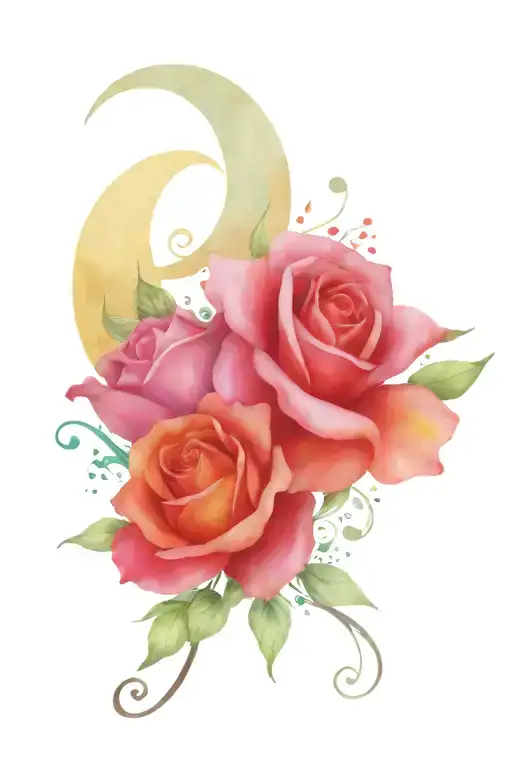 A Beautiful Flower Bouquet With Hidden Musical Notes And A Moon Peeking Through The Petals