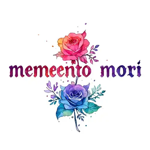 Colourful Tattoo With The Phrase 'Memento Mori'