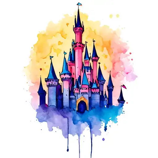 Disney Castle Under Bust Colour Cartoon
