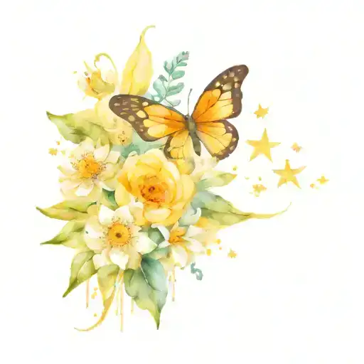 Butterflys Flowers Sun Moon Stars