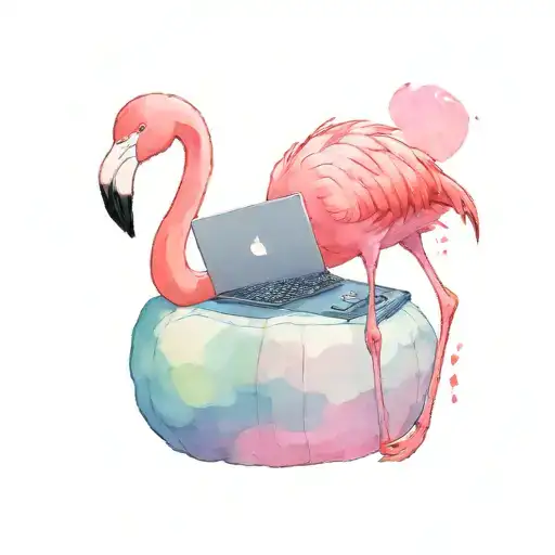 A Flamingo Playing Video Games On A Beanbag