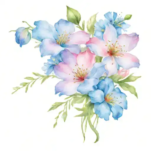 Hunnysuckle And Cosmos Fine Watercolor