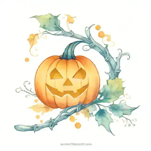 Broomstick With A Pumpkin Halloween Cute
