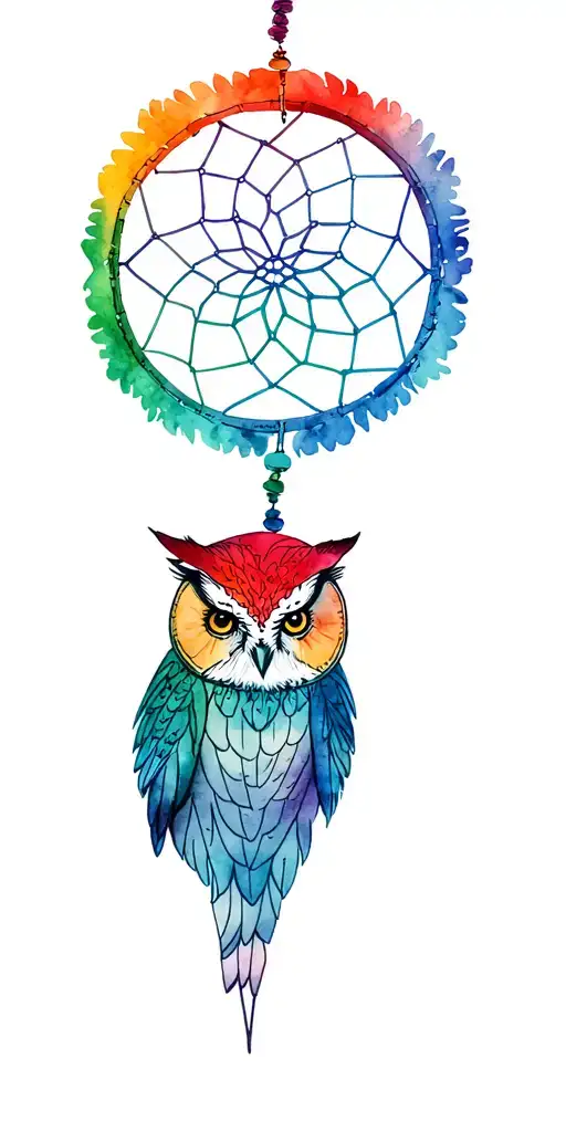 Lion Head Rasta Lion Head Owl Sitting Dreamcatcher Aquarel