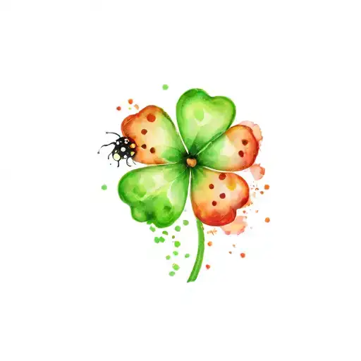 Four Leaf Clover With A Ladybug