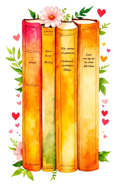 Books With Flowers And Hearts Symbolizing Love