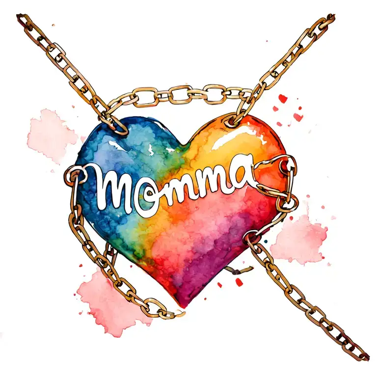 Heart With Momma Written Across With Chains Wrapped Around The Heart Sqeezeing It