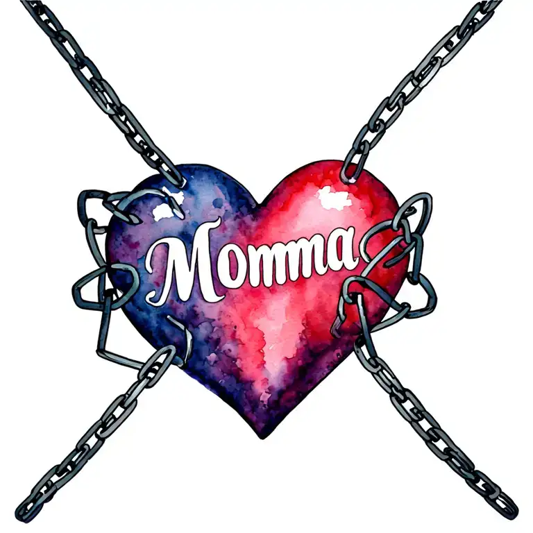 Heart With Momma Written Across With Chains Wrapped Around The Heart Sqeezeing It