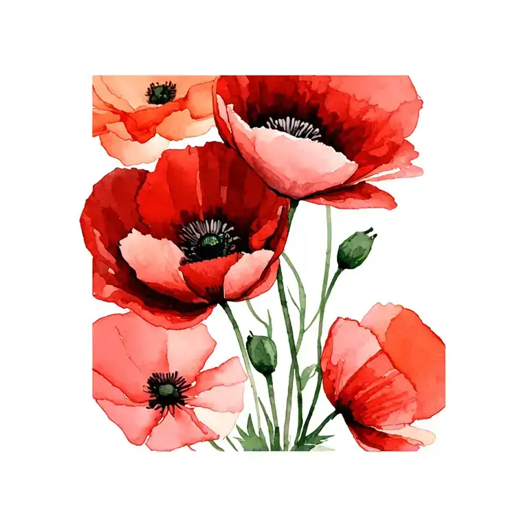 Floral Bouquet Poppies No Background Simple
