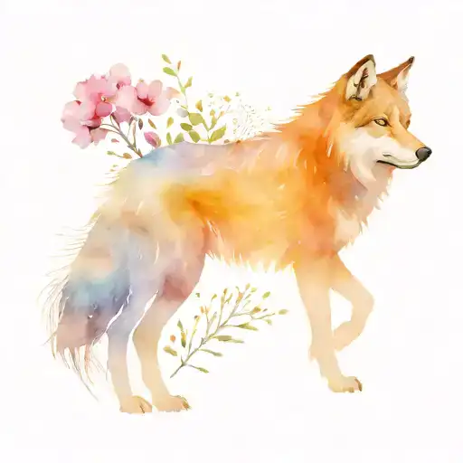 Wildflowers And A Wolf