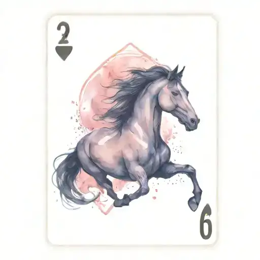 3 Playing Cards With Black Horse As Face