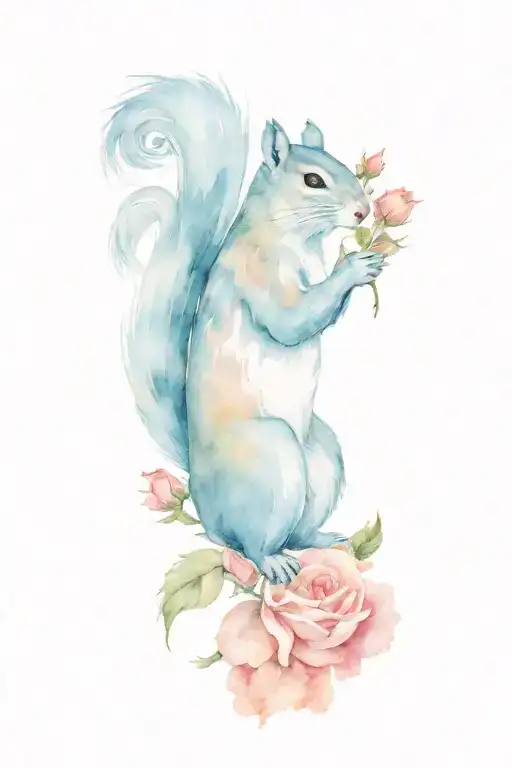 Squirrel With Rose Intertwined