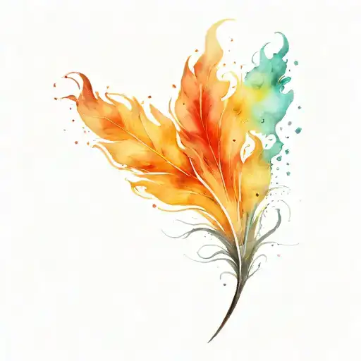 Pheonix Feather And Flames