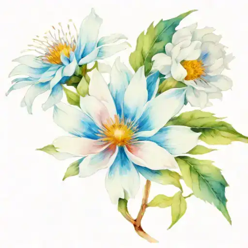 Fine Line Tattoo Of White Aster Red Aster Blue Aster And Peony