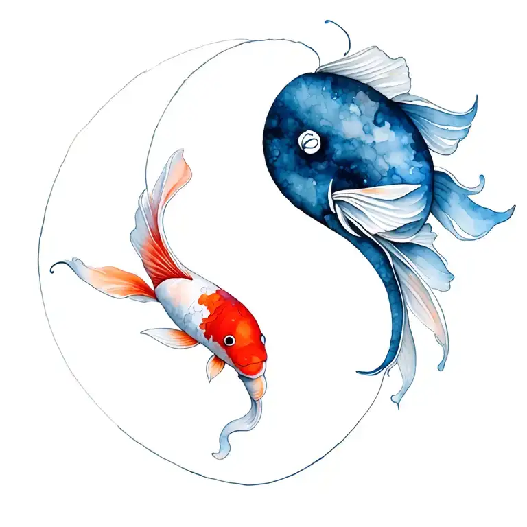 Koi Fish Yin Yang Symbol Intertwined