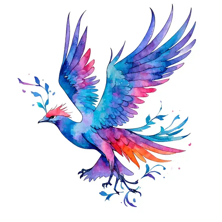 Phoenix Bird With Spread Wings Flying