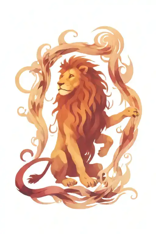 Lion And Greek Gods Battling