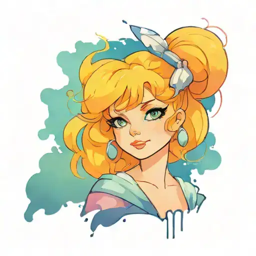 80S Girl Cartoon Mural