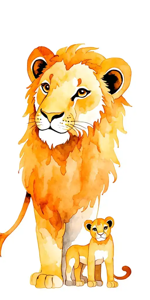 Lion With Baby Lion