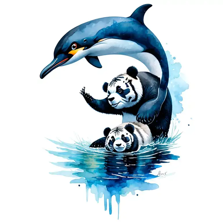 Dolphin Penguin Tiger And Panda Bear