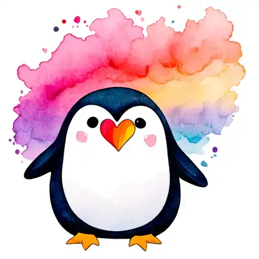 Penguin With Rainbow Heart
