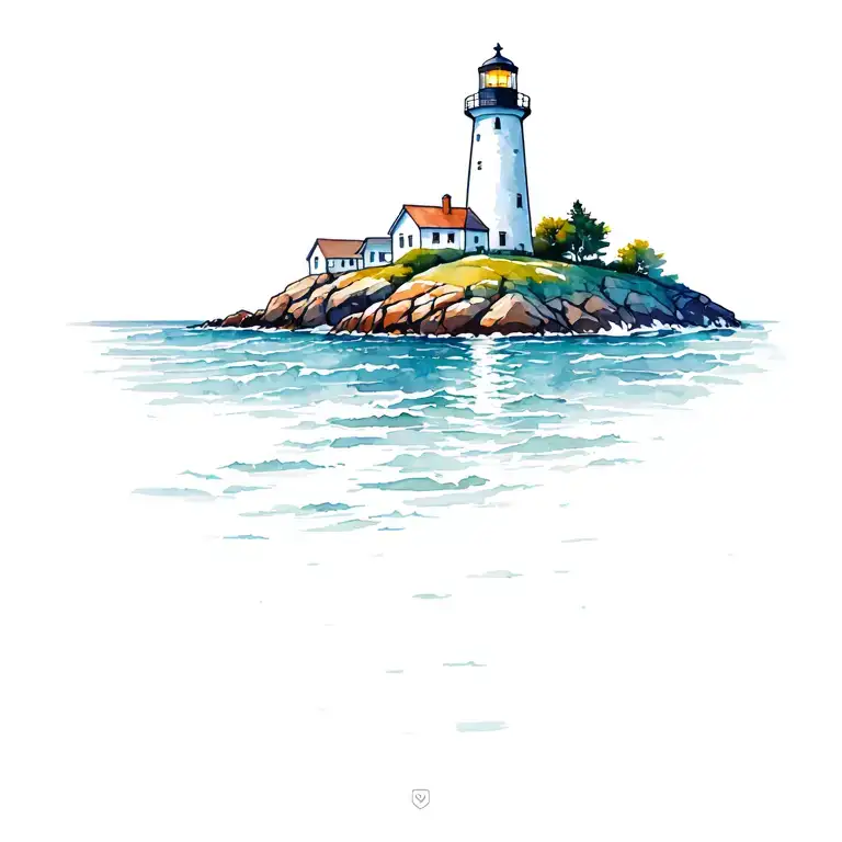 White Lighthouse On Rocky Coast With Sea Spray