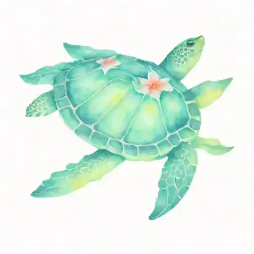 Sea Turtle With Stargazer Lily As The Shell