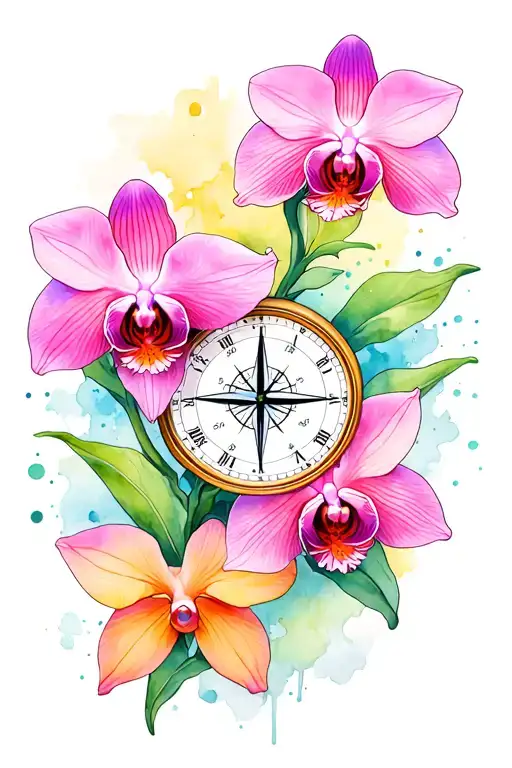Orchids Clock Compass