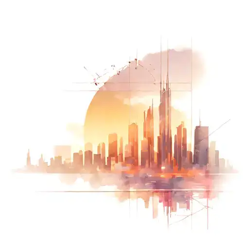 A Futuristic Cyberpunk Cityscape With Digital Stock Market Graphs Integrated Into The Skyline