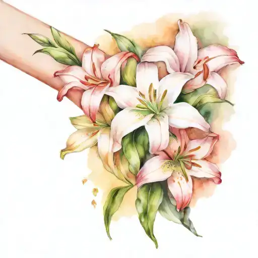 A Bouquet Of White Lillys Held Together By Dog Collar