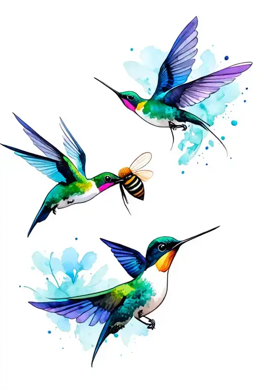 Humming Birds With Bee