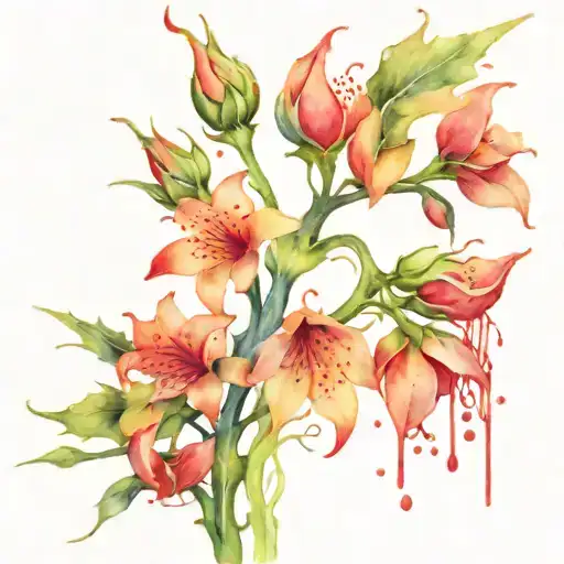 Flower Vine Thorns Dripping Blood