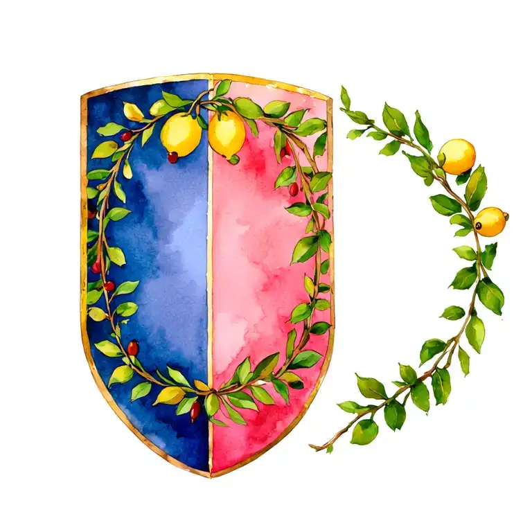 Rome Spqr Shield And Olive Wreath With A Lemon Tree