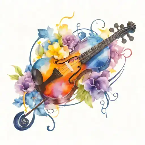 Music Notes Flowers Violin