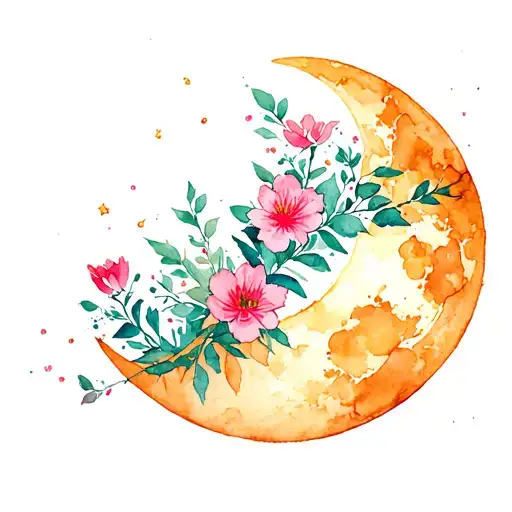 Moon And Flowers
