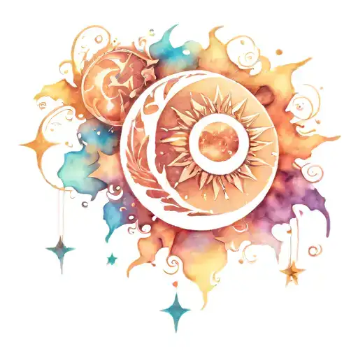 The Sun Moon And Stars Shining