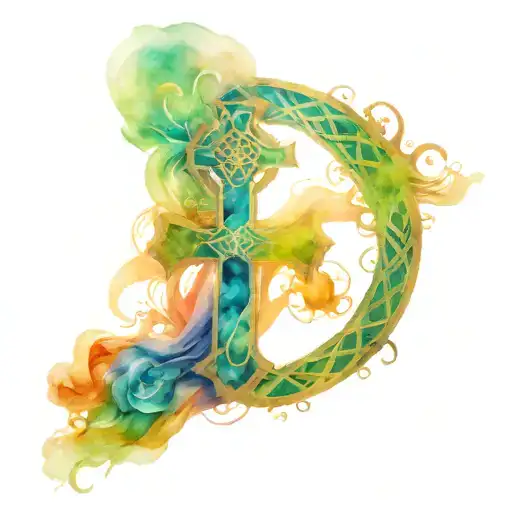 An Underwater Scene With A Celtic Cross As The Focal Point As An Arm Sleeve