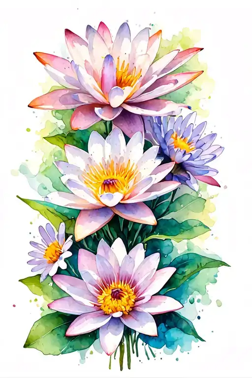 Water Lily And Daisy Flower Bouquet