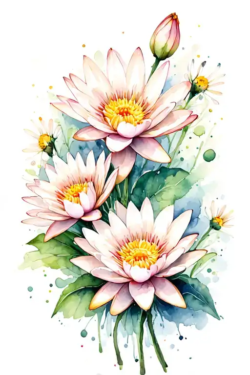 Water Lily And Daisy Flower Bouquet