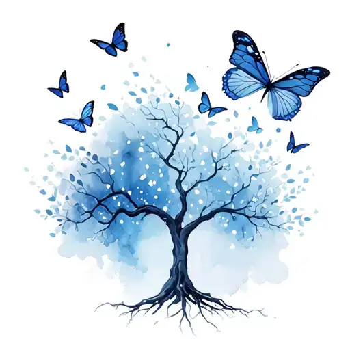 Tree Of Life With Butterflies Fluttering